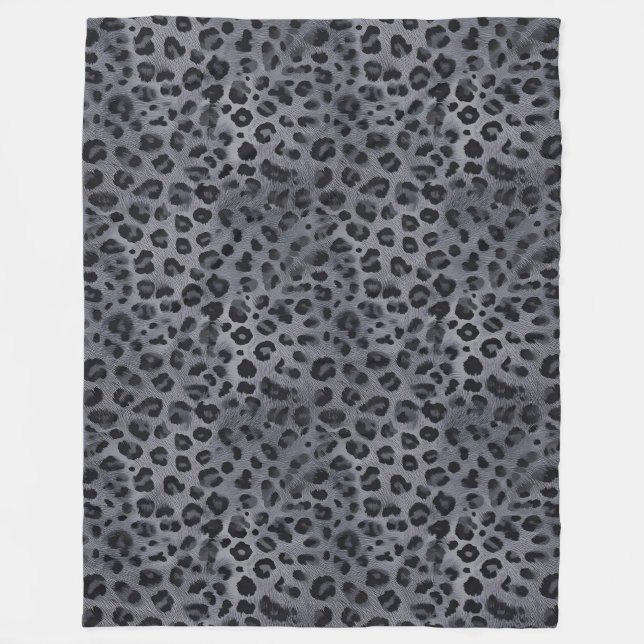 Couverture Polaire Élégant sauvage : Léopard gris et noir (Devant)