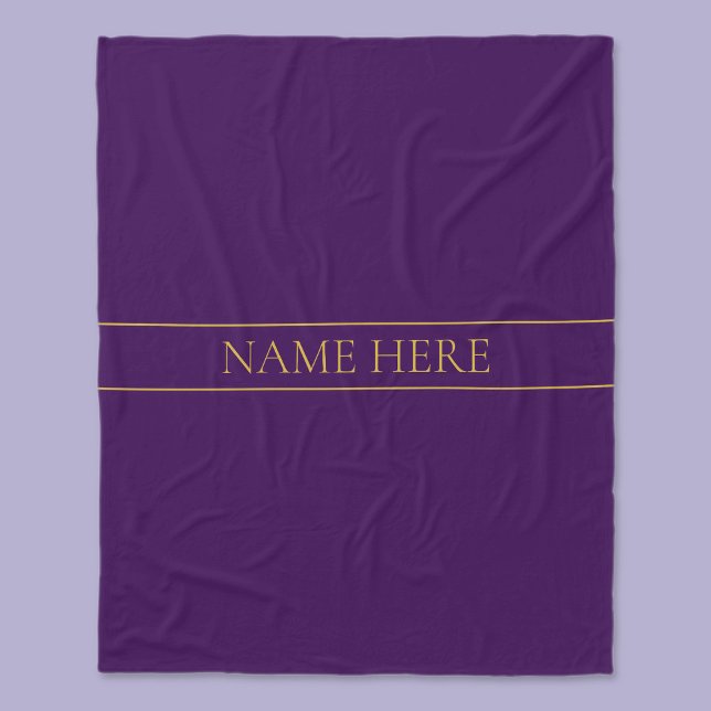 Couverture Polaire Élégant texte personnalisable | Gold & Deep Purple (Créateur téléchargé)