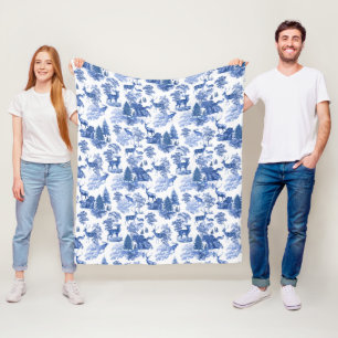 Couverture Polaire Elégant Vintage Classic Blue French Toile