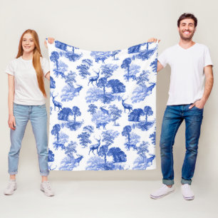Couverture Polaire Elégant Vintage classique bleu French Toile Deer