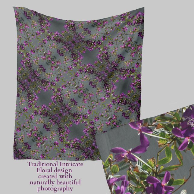 Couverture Polaire Élégant violet floral gris botanique (Créateur téléchargé)