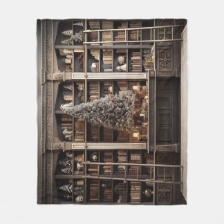 Couverture Polaire Élégante bibliothèque d'hiver