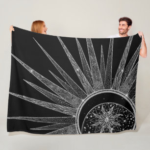 Couverture Polaire Elégante conception en noir de la lune de soleil