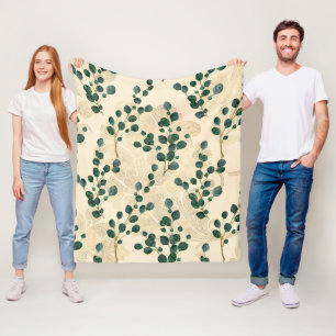 Couverture Polaire Elégante Crème verte Whimsical Eucalyptus Vert