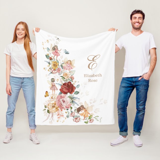Couverture Polaire Elégante Fée Florale Jardin Monogramme Girl Nurser (En situation)