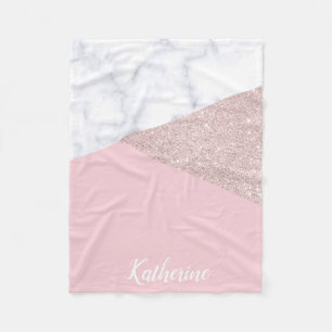 Couverture Polaire Elégante parties scintillant en or rose blanc marb