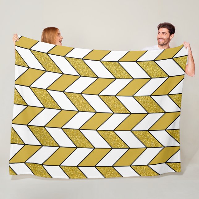 Couverture Polaire Elégante Parties scintillant or Herringbone Chevro (En situation)