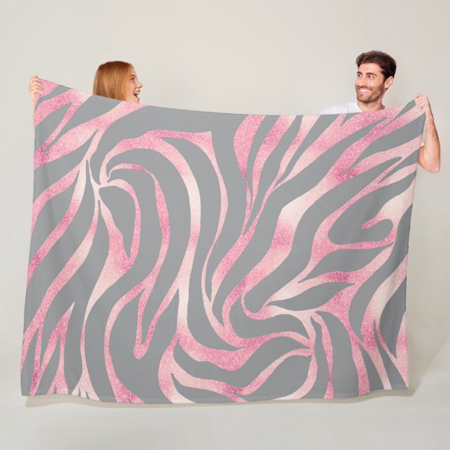 Couverture Polaire Elégante Parties scintillant Rose or Zebra Grey Po (En situation)