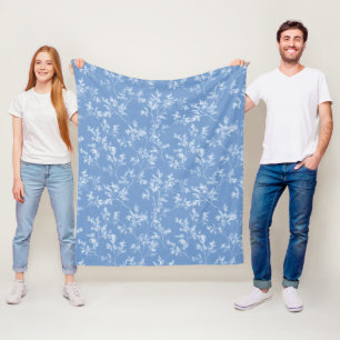 Couverture Polaire Élégante poussiéreuse bleue botanique de givre d'h