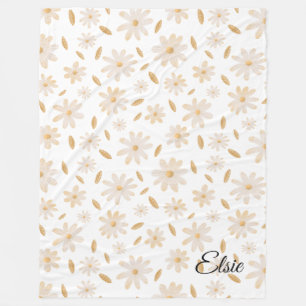 Couverture Polaire Elégante teintes de marguerite Blanche de polaire