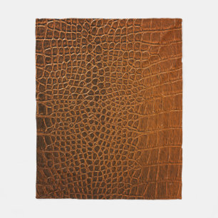 Couverture Polaire Élégante texture en cuir de crocodile marron.