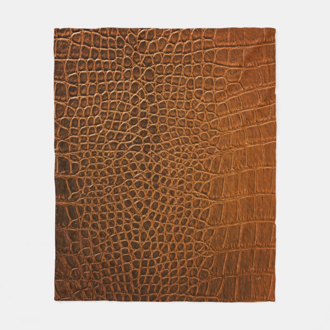 Couverture Polaire Élégante texture en cuir de crocodile marron. (Devant)