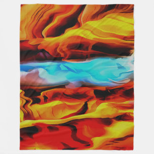 Couverture Polaire Eléments Chauds Et Froids Acrylique Verser Abstrai