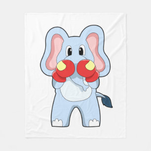 Couverture Polaire Eléphant à la boxe avec gants de boxe