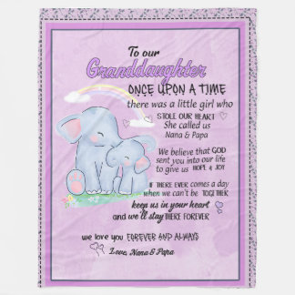Couverture Polaire Elephant À notre petite-fille Aimez-vous pour touj
