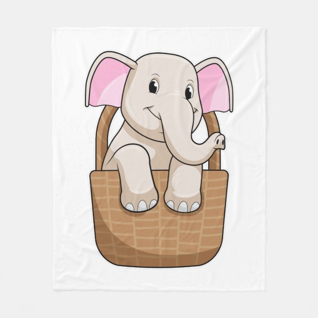 Couverture Polaire Eléphant avec panier (Devant)