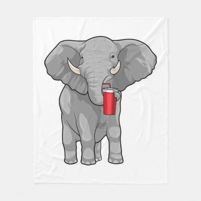 Couverture Polaire Eléphant Boire de la tasse (Devant)
