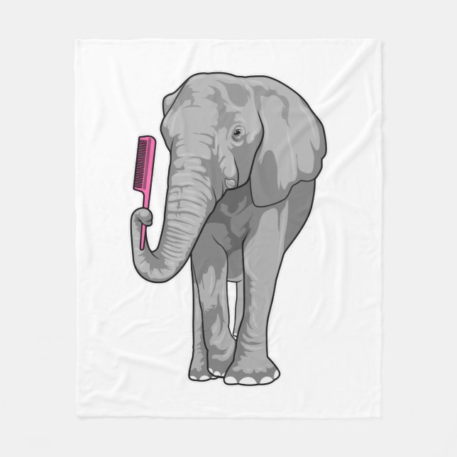 Couverture Polaire Elephant comme coiffeur avec peigne (Devant)