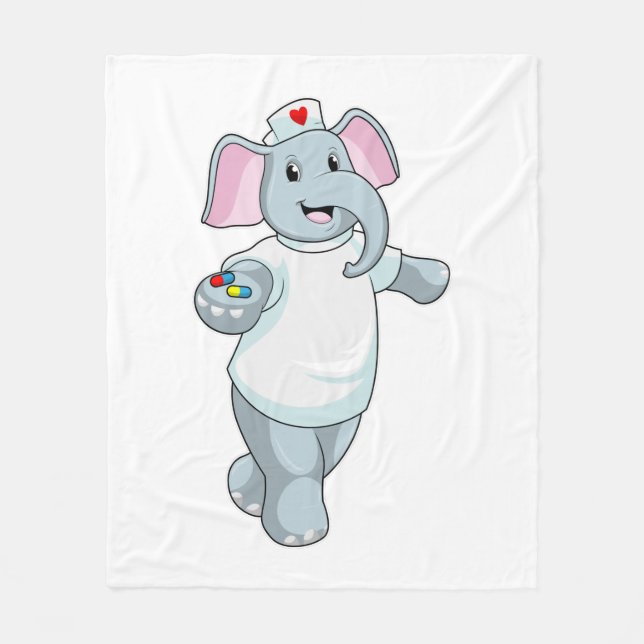 Couverture Polaire Elephant comme infirmière avec la médecine (Devant)