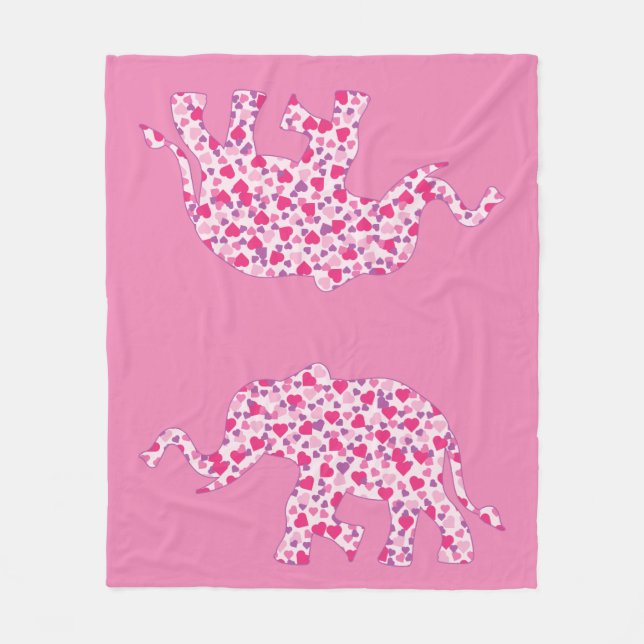 Couverture Polaire Eléphant de Coeur Rose (Devant)