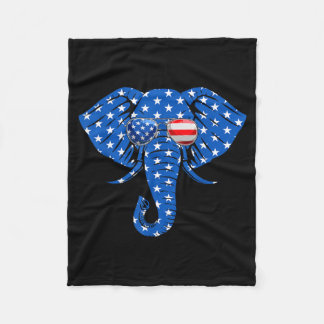 Couverture Polaire Éléphant drôle Drapeau américain Fête de l'indépen