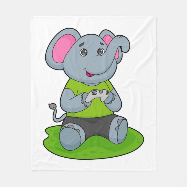 Couverture Polaire Eléphant en Gamer (Devant)