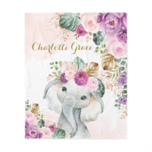 Eléphant tropical doux de Boho Blush Floral violet