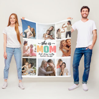 Couverture Polaire Elle est Maman Plaid Collage Photo