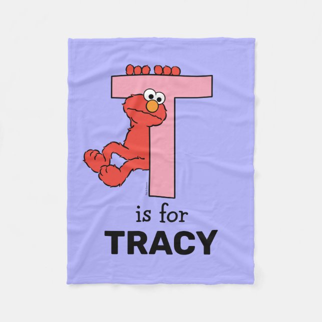 Couverture Polaire Elmo Alphabet | T rose (Devant)