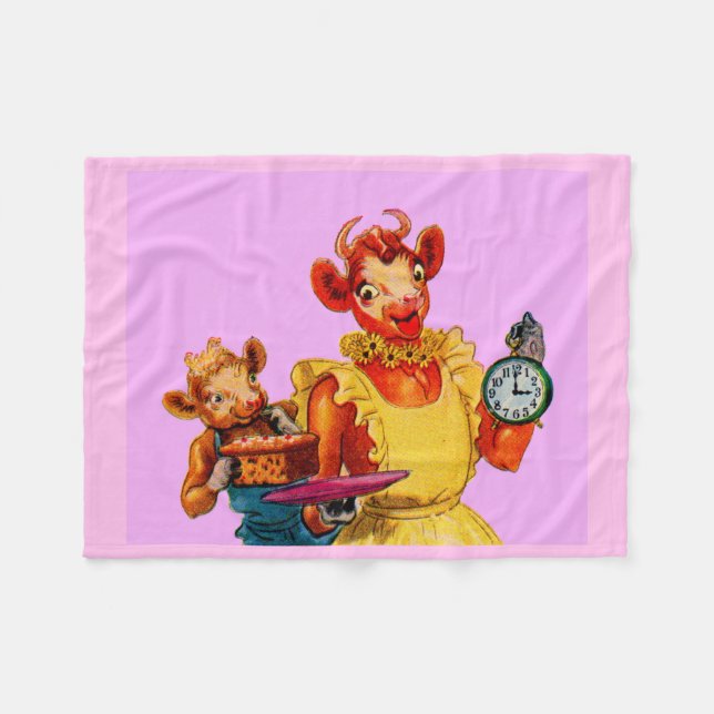 Couverture Polaire Elsie la vache et sa fille Beulah - C'est l'heure  (Devant (Horizontal))
