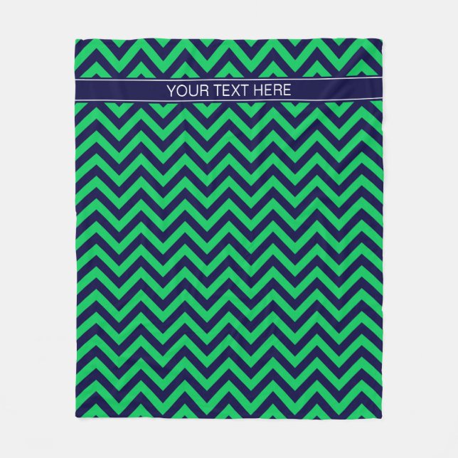 Couverture Polaire Emerald Navy LG Chevron Navy Blue Name monogram (Devant)