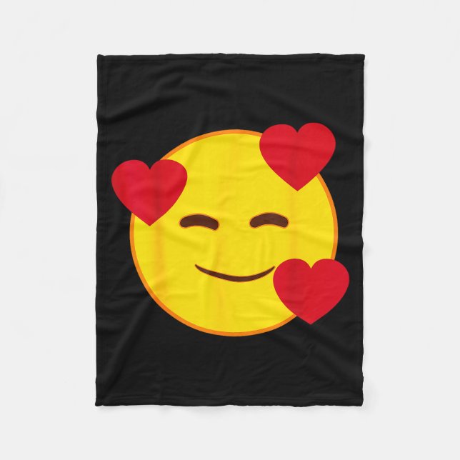 Couverture Polaire Emoji Floating Hearts Yellow Smile Face  (Devant)