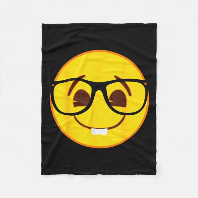 Couverture Polaire Emoji Nerd Gles Yellow Smile Face  (Devant)
