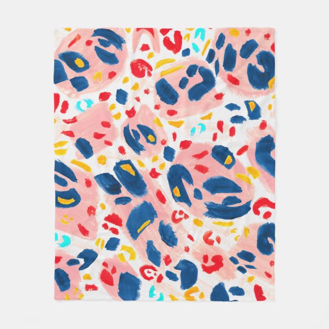 Couverture Polaire Empreinte de léopard : aquarelle peinte à la main. (Devant)