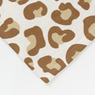 Couverture Polaire Empreinte de léopard de neige, beige, tan et crème