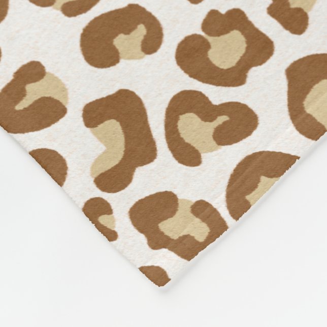 Couverture Polaire Empreinte de léopard de neige, beige, tan et crème (Coin)