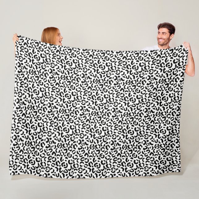 Couverture Polaire Empreinte de léopard noir blanc     (En situation)