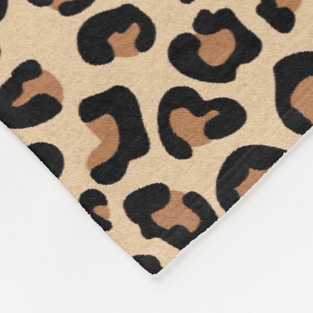 Couverture Polaire Empreinte de léopard, Noir, Brown, Rouille et Tan (Coin)