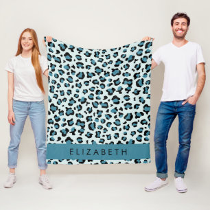 Couverture Polaire Empreinte de léopard, Spots, Leopard Bleu, Votre N