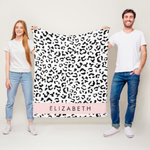 Couverture Polaire Empreinte de léopard, Spots, Noir Et Blanc, Votre