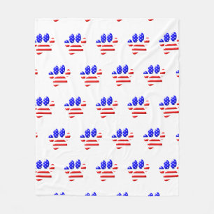 Couverture Polaire Empreinte de patte de chien Drapeau américain