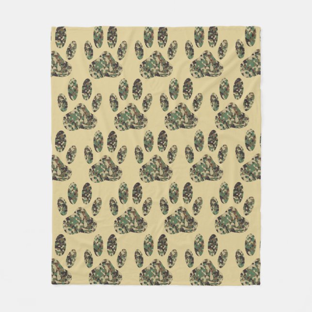 Couverture Polaire Empreinte de patte de chien Motif Camo (Devant)