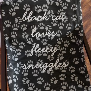 Couverture Polaire Empreinte de patte noir et gris Nom du chat Blanch