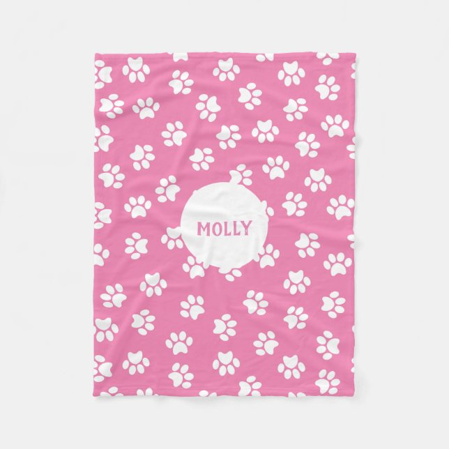 Couverture Polaire Empreinte de patte rose (Devant)