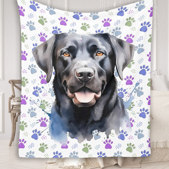 Couverture Polaire Empreintes de pattes Amoureux de les chiens du Lab (Créateur téléchargé)