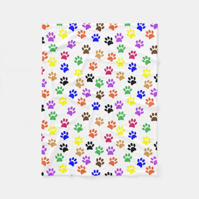 Couverture Polaire Empreintes de pattes colorés (Devant)