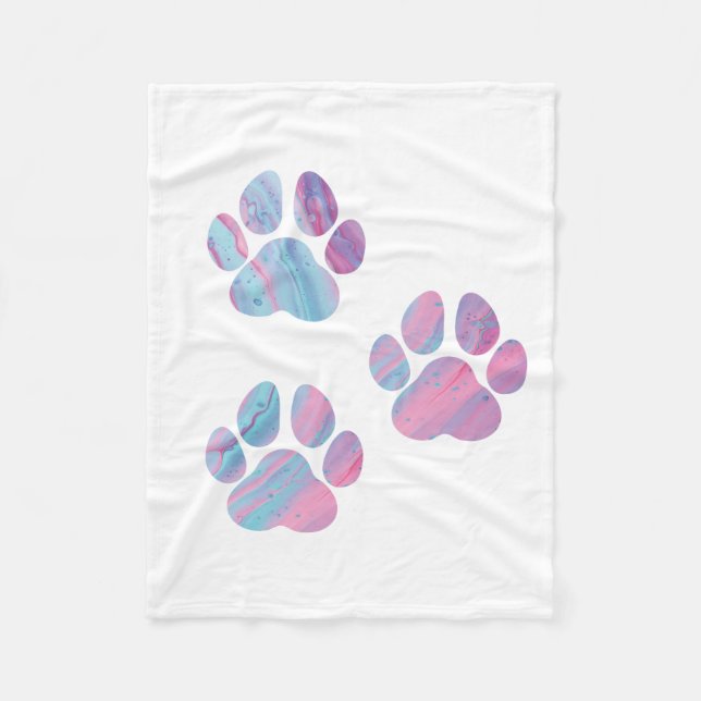 Couverture Polaire Empreintes de pattes de chiens - Fils de peinture  (Devant)