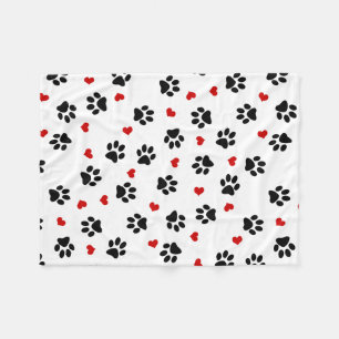 Couverture Polaire Empreintes de pattes et coeurs