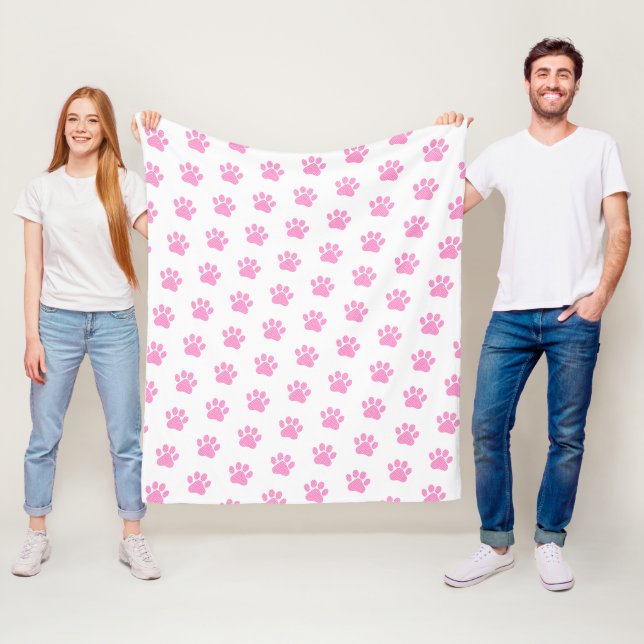 Couverture Polaire Empreintes de pattes Polka Dot En Blanc (En situation)