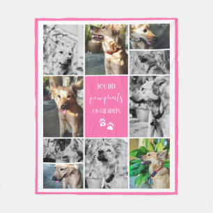 Couverture Polaire Empreintes de pattes roses sur nos coeurs Pet Memo